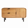 Houten dressoir met afgeronde hoeken en metalen poten 100 x 45 x 60cm