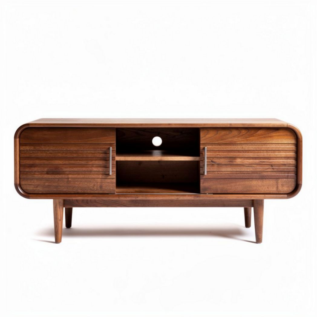 TV-meubel van hout met rechte lijnen en open opbergvak 120 x 40 x 50cm