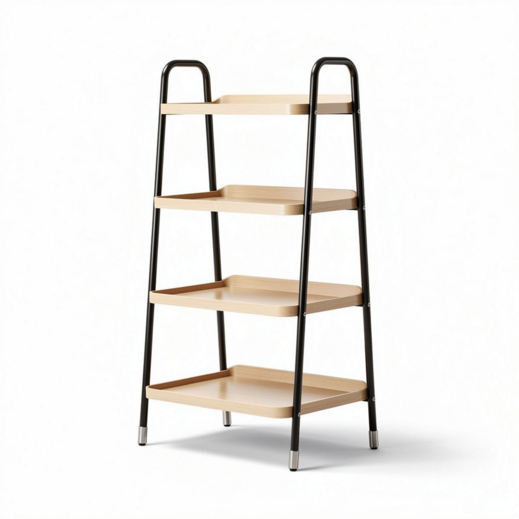 Houten boekenrek met zwarte metalen poten 80 x 40 x 120cm