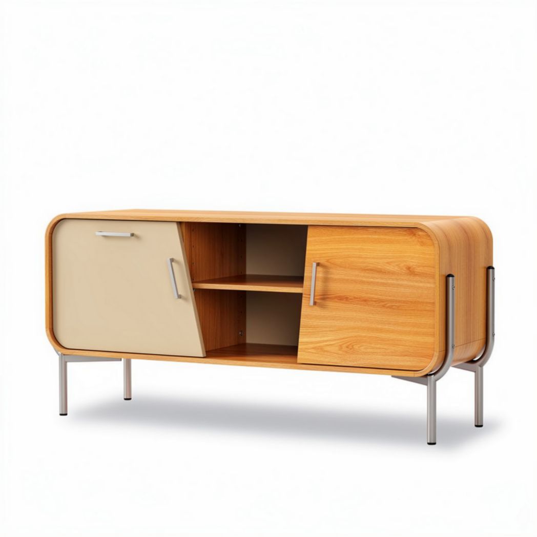 Kast met houten afwerking en metalen poten 100 x 40 x 50cm