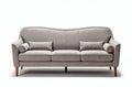 Grijze stoffen bank met houten poten en kussens afmetingen 200 x 90 x 85cm