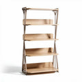 Eikenhouten boekenrek met vijf planken en metaalstructuur 80 x 30 x 180cm
