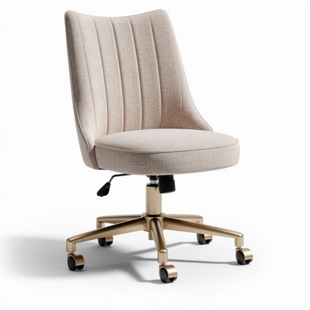 Bureau stoel met verstelbare hoogte en gestreepte bekleding in beige 45 x 45 x 85cm