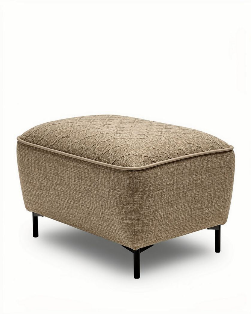 Hocker van stof in beige met metalen poten 60 x 40 x 40 cm